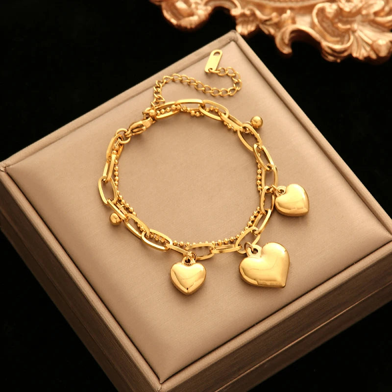 EILIECK 316L Stainless Steel Gold Color Bangles Bracelet For Women New Trendy Wrist Chain Waterproof Jewelry Gift Party Bijoux - Clikcy