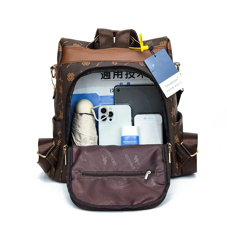 New Hot Women’s Backpack Designer High Quality Soft Leather Fashion Print Backpack Large Capacity Shoulder Bags - Clikcy