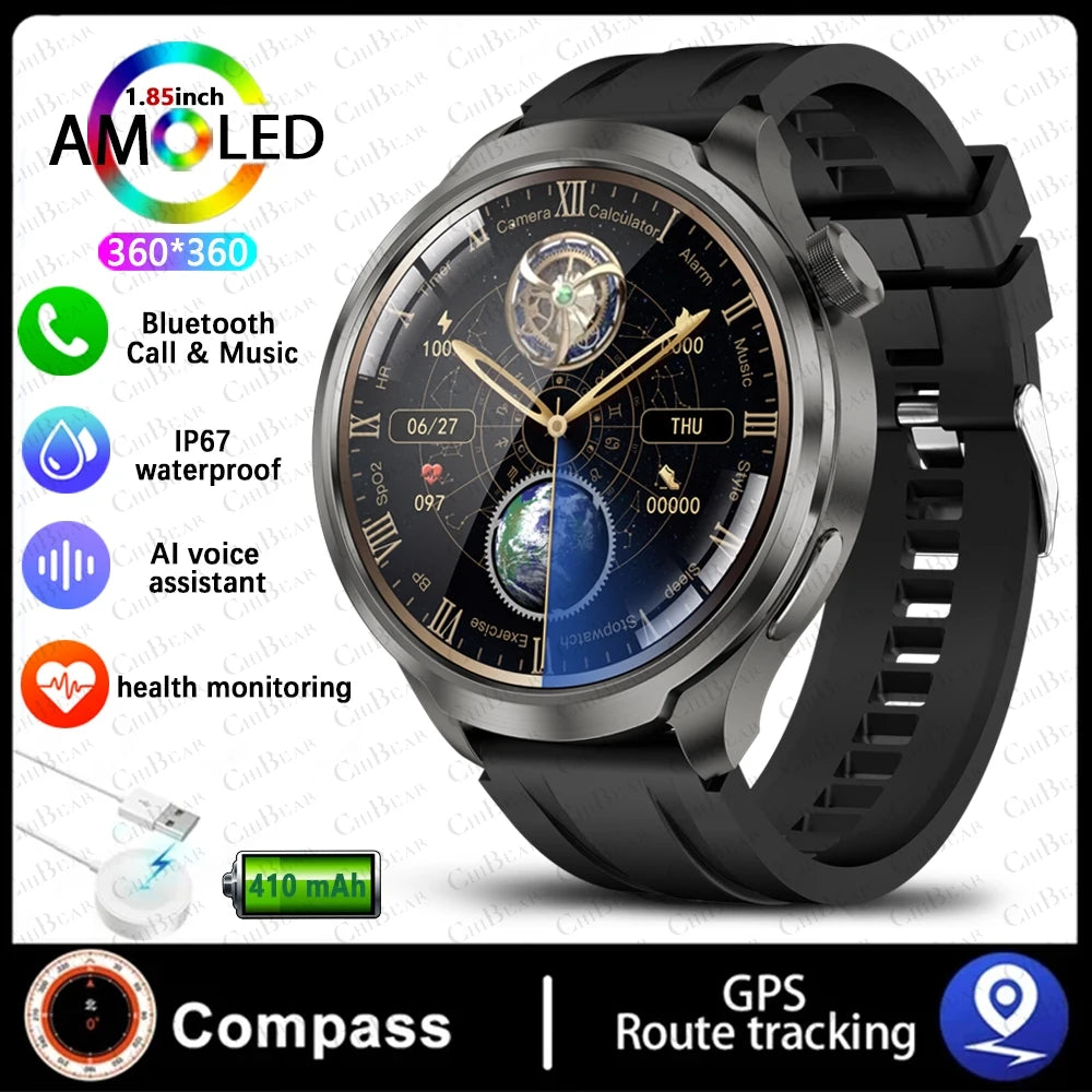 2025 New Smart Watch Men 1.85 Inch Compass 410 mAh Large Battery GPS Motion Track Bluetooth Call Health monitoring Smartwatches