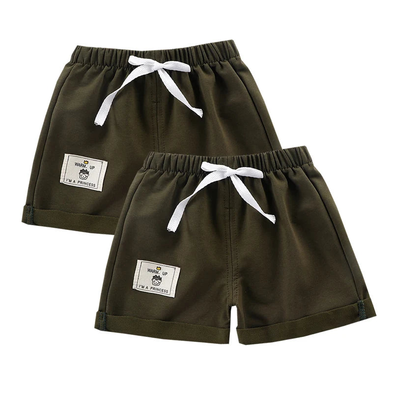 2pcs Cotton Summer Kids Shorts Boys Girls Solid Color Short Baby Cartoon Casual Pant Children Short Pant Sport Clothing Outwear - Clikcy