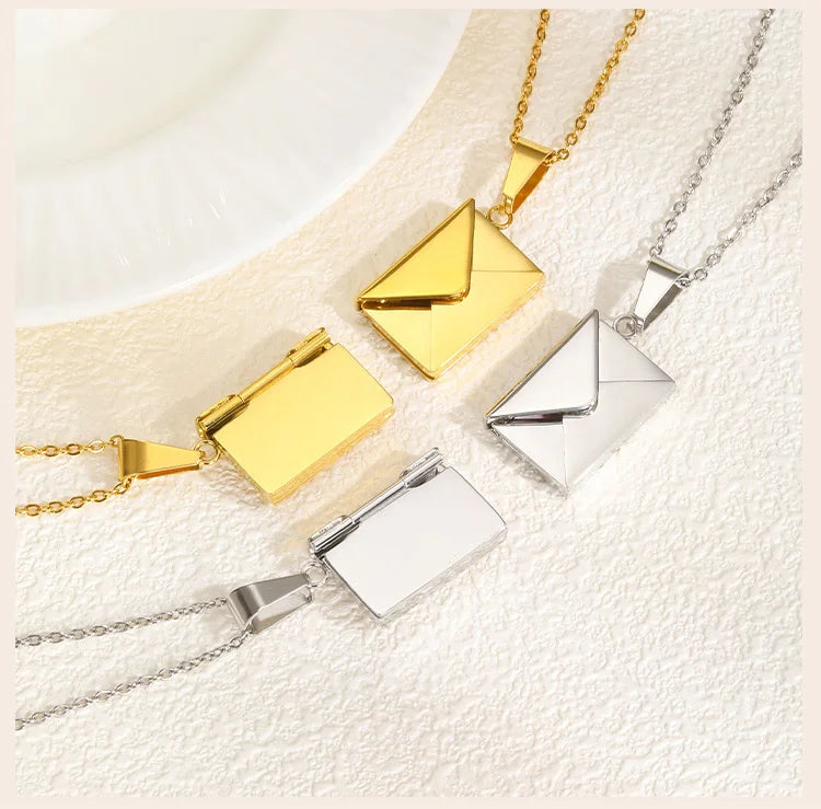 Personalized Photo Locket Necklace Envelope Love Letter Shape Pendant for Women, Customized Picture Pendant Gifts - Clikcy