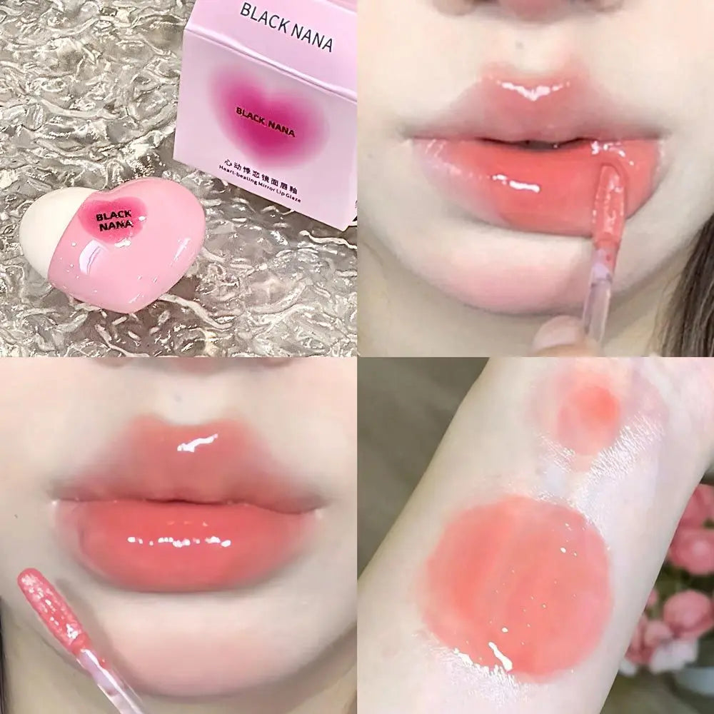 Black Nana Lip Gloss Cute Heart Shaped Lip Glaze CPNP Verified Lipstick Long Lasting Hydrating Natural Make Up Cosmetic - Clikcy