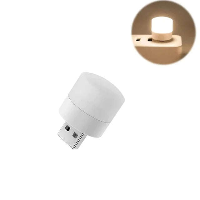 50Pcs Mini USB Night Light Warm White Eye Protection Book Reading Light USB Plug Computer Mobile Power Charging LED Night Lamp - Clikcy