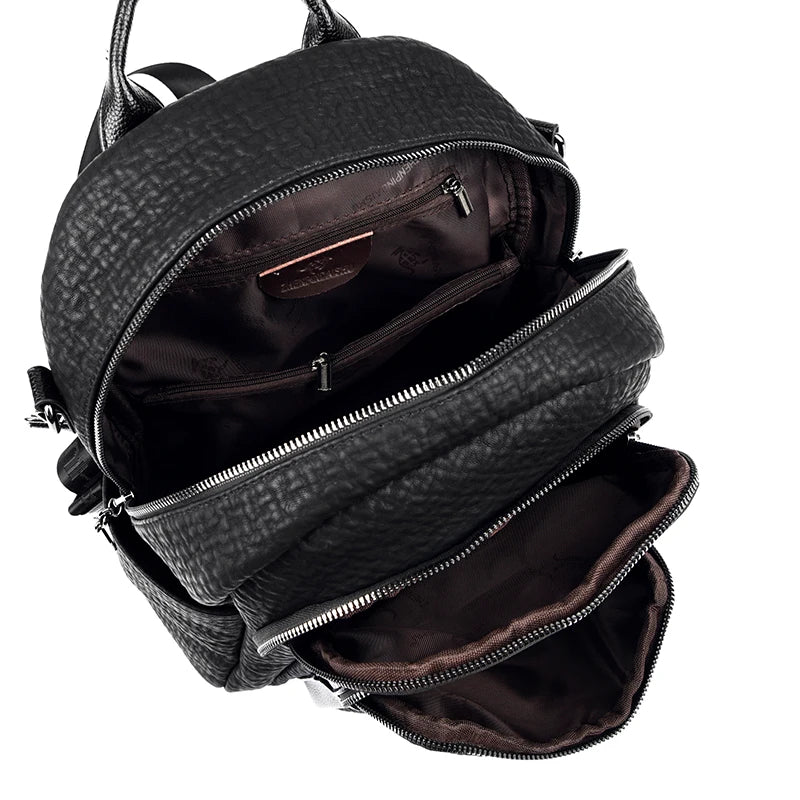 Large Backpack Women Leather Rucksack Women's Knapsack Travel Backpacks Shoulder School Bags for Teenage Girls Mochila Back Pack - Clikcy