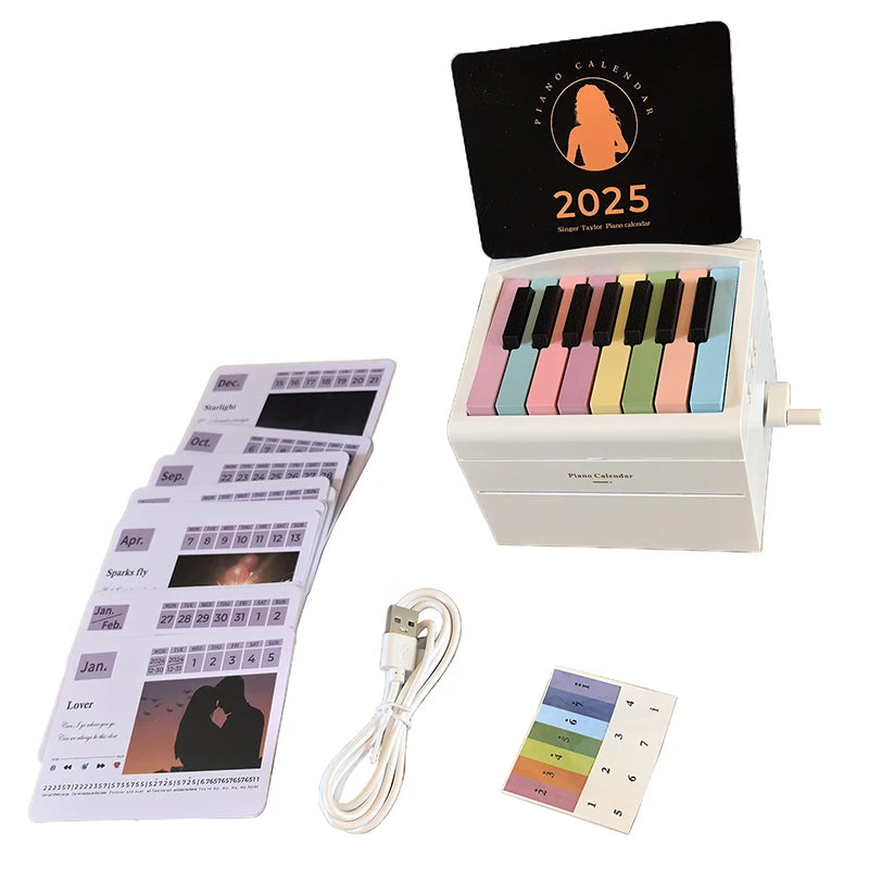2025 Taylor Piano Calendar Piano Calendar Aesthetic 3D Calendar Piano Playable USB Charging Gift Office with Popular Songs - Clikcy