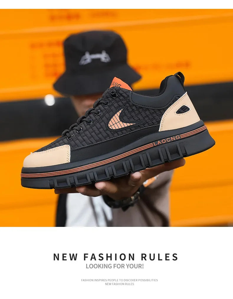Spring and Autumn paragraph Men Chunky Sneakers Fashion Non-slip  Men's Sneakers comfortable Casual Board Shoe