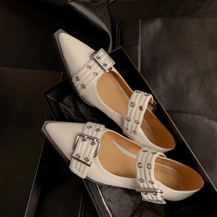 Women Flat With Shoes 2024 Designer Luxury Buckle Fashion Ladies Flats Shoes Slingback Pointed Toe Casual Female Sandals Mules - Clikcy