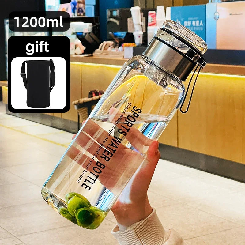 2L Large Capacity Glass Water Bottle Transparent Milk Juice Cup Outdoor Portable Leakproof Drinkware Tea Water Glass Bottle 2L - Clikcy