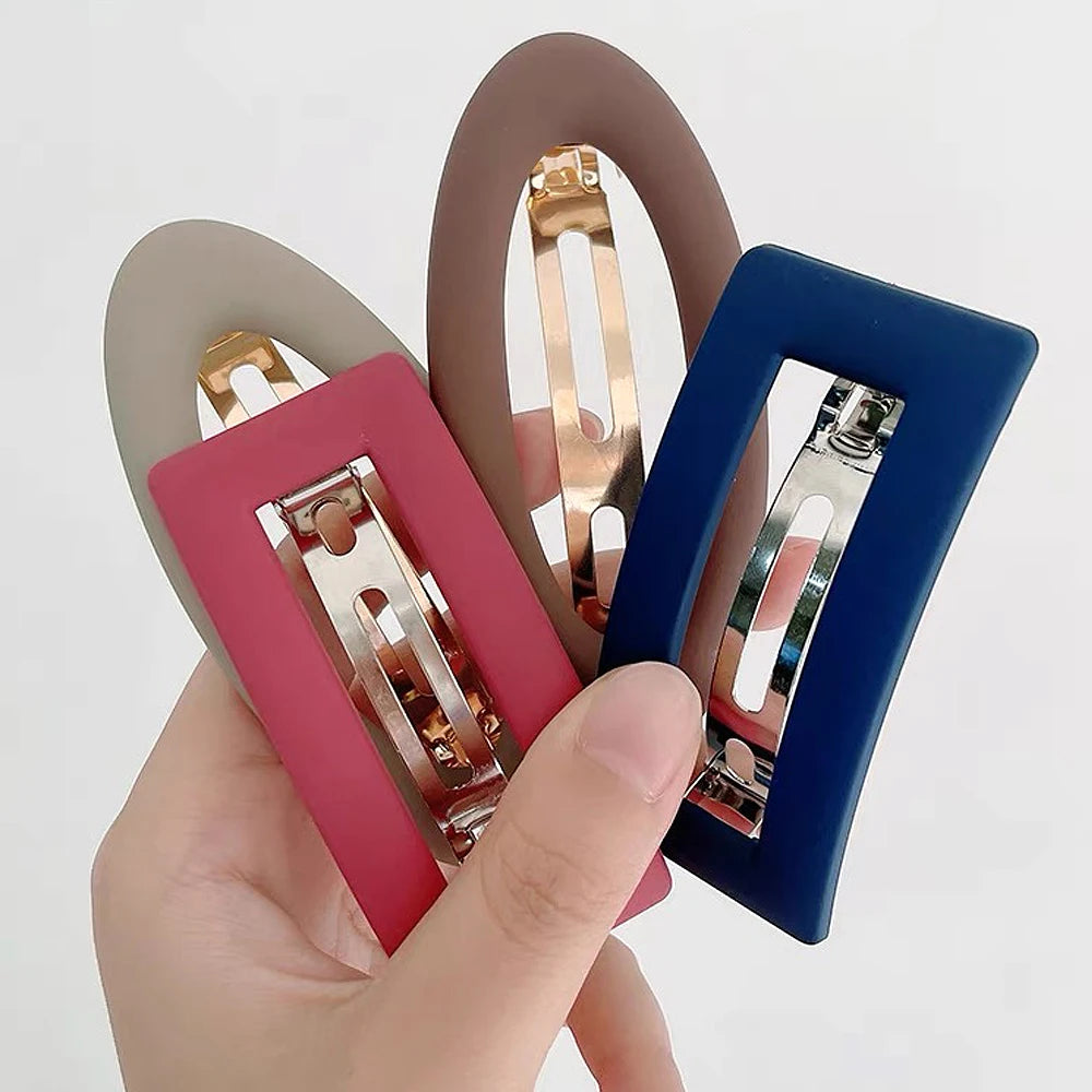 Simple Matte Spring Hair Clip Elegant Rectangle Frosted Barrettes Hairgrips For Ponytail Holder Female Summer Headdress - Clikcy