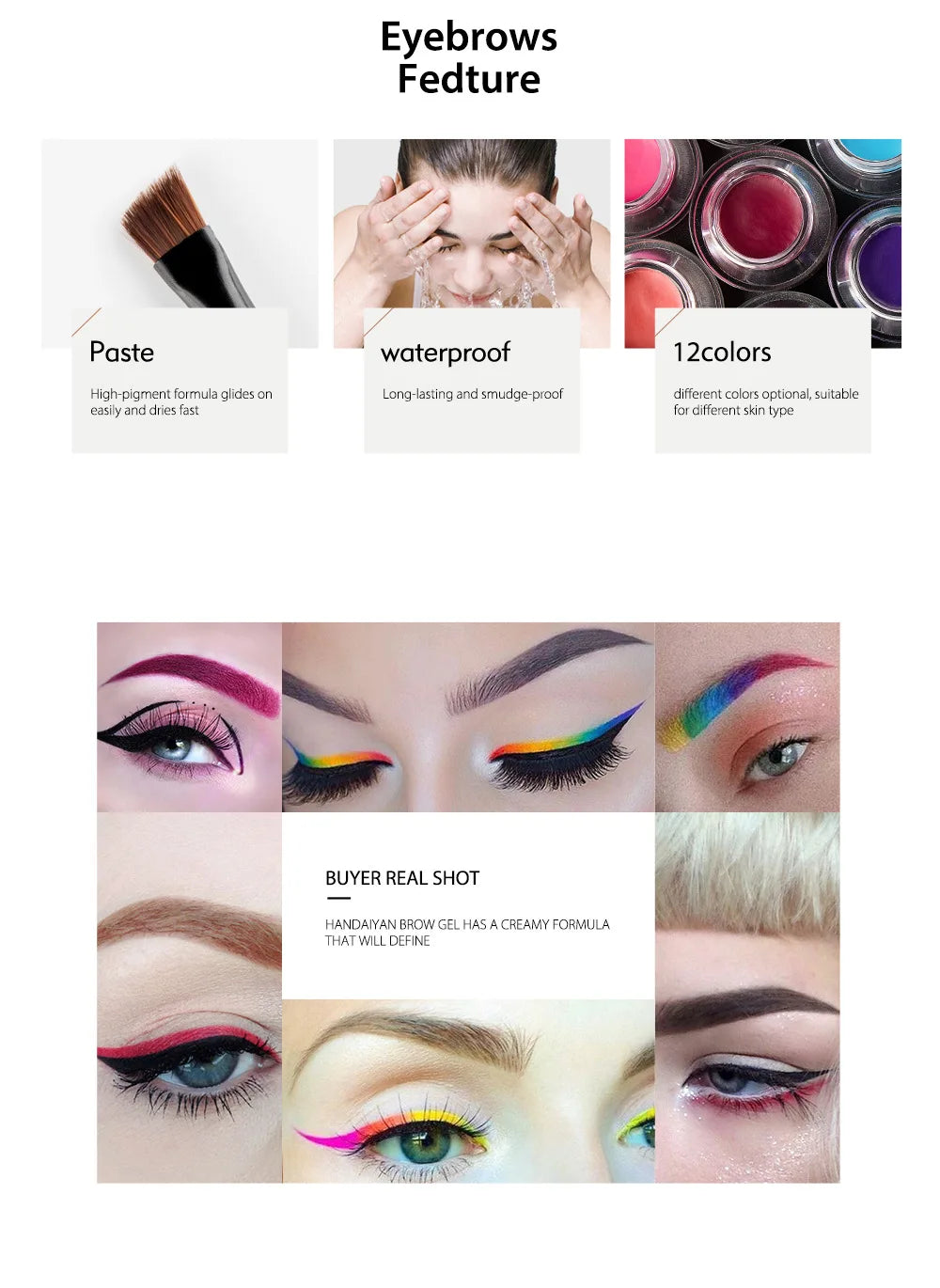 Colorful Eyebrow Gel Eyebrow Dye Glue 12 Colors Rainbow No Fading Dye Eye Brow Paint with Brush Lasting Brow Makeup Cosmetics - Clikcy