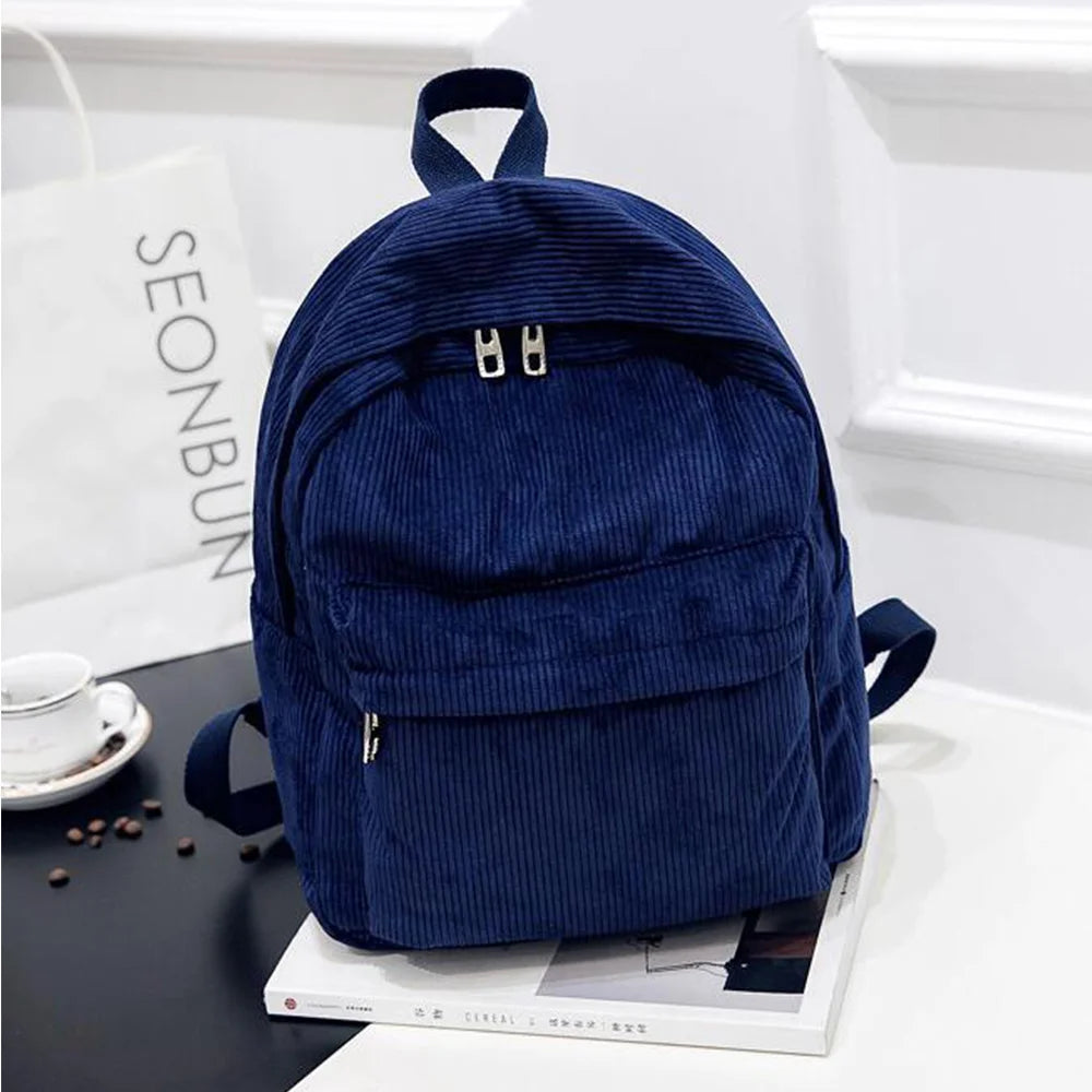 MARKROYAL Pure Color Corduroy Backpack Fashion Women School Backpack Women Backpack Teenger Girl School Bags Female Bagpack - Clikcy