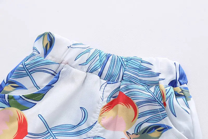 1 Set Boys Girls Beach Wind Suit Children's Short-Sleeved Printed Shirt + Shorts Suit Children's Cute Summer Thin Baby Clothes - Clikcy