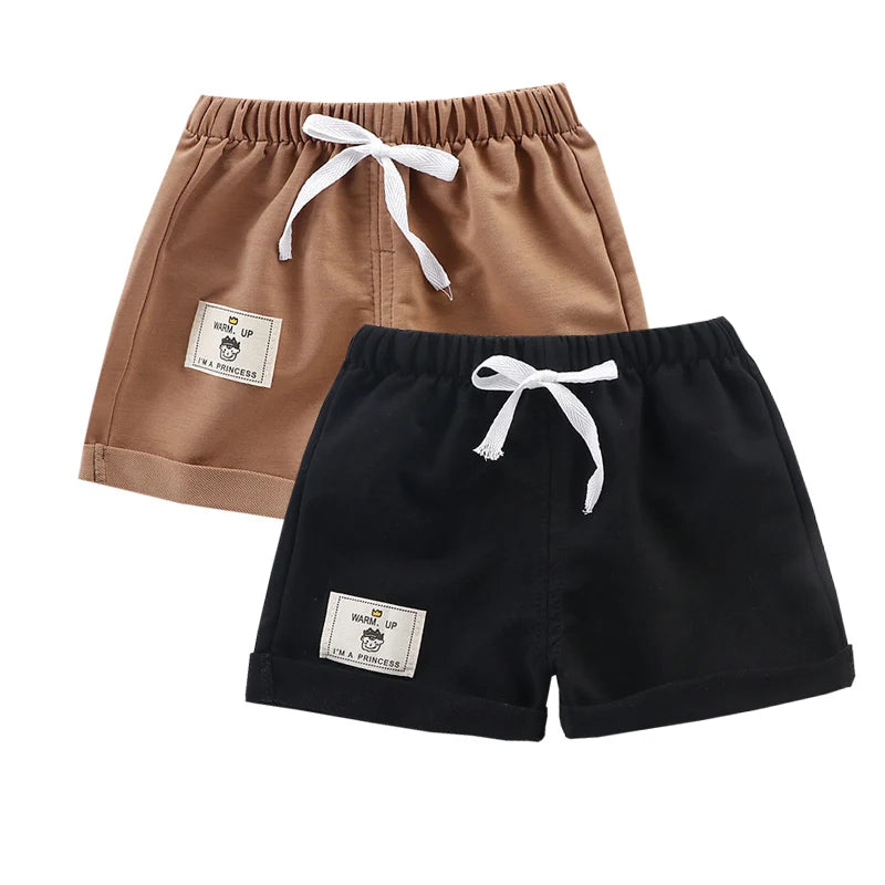 2pcs Cotton Summer Kids Shorts Boys Girls Solid Color Short Baby Cartoon Casual Pant Children Short Pant Sport Clothing Outwear - Clikcy
