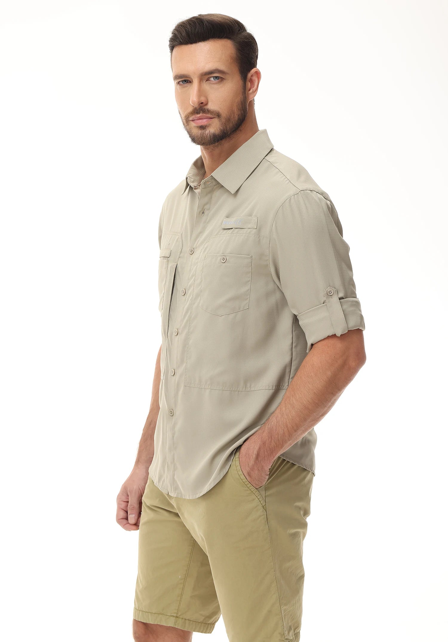 Men's UPF 50+ Casual Long Sleeve Fishing Shirts, Sun Protection Lightweight Breathable Button Down Fishing Shirt with Back Mesh - Clikcy