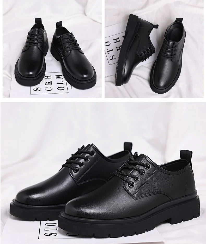 Leather Casual Round Toe Social Shoe Male Black Men's Formal Shoes Business Cheap Clearance Liquidation Clothing 2024 Trend 39