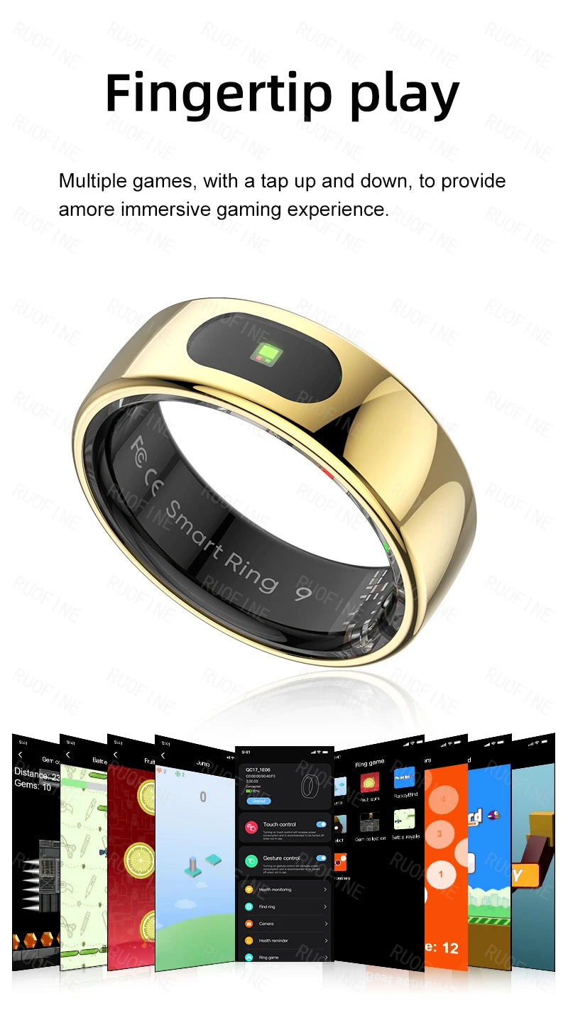 2025 Rings for Man  Women's Monitoring Remote Control Skin Temperature Electronic Device Swimming Qring Size 7 to 13 IPhone IOS - Clikcy