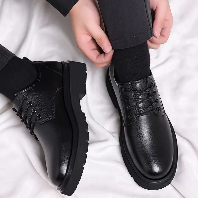 Leather Casual Round Toe Social Shoe Male Black Men's Formal Shoes Business Cheap Clearance Liquidation Clothing 2024 Trend 39