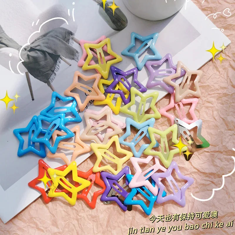 10pcs Colorful Star BB Hair Clips Girls Y2K Cute Star Barrettes Women Simple Metal Snap Clip Headdress Hair Jewelry Accessories - Clikcy