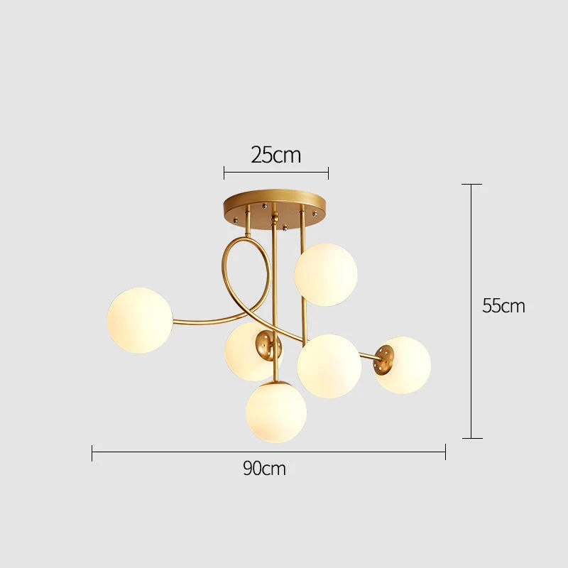 JUNYU Nordic Modern Chandelier Magic Bean Glass Ceiling LED Gold/Black Luxury Pendant Light for Living Room Bedroom Home Decor - Clikcy