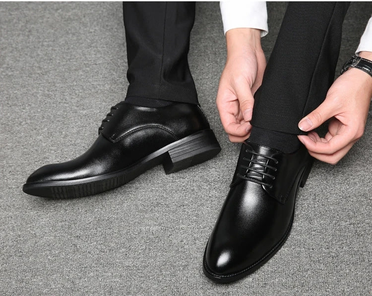 Classic Derby Shoes Men Leather Dress Basic Lace-up Casual Business Wedding Party Comfortable Shoe For Man