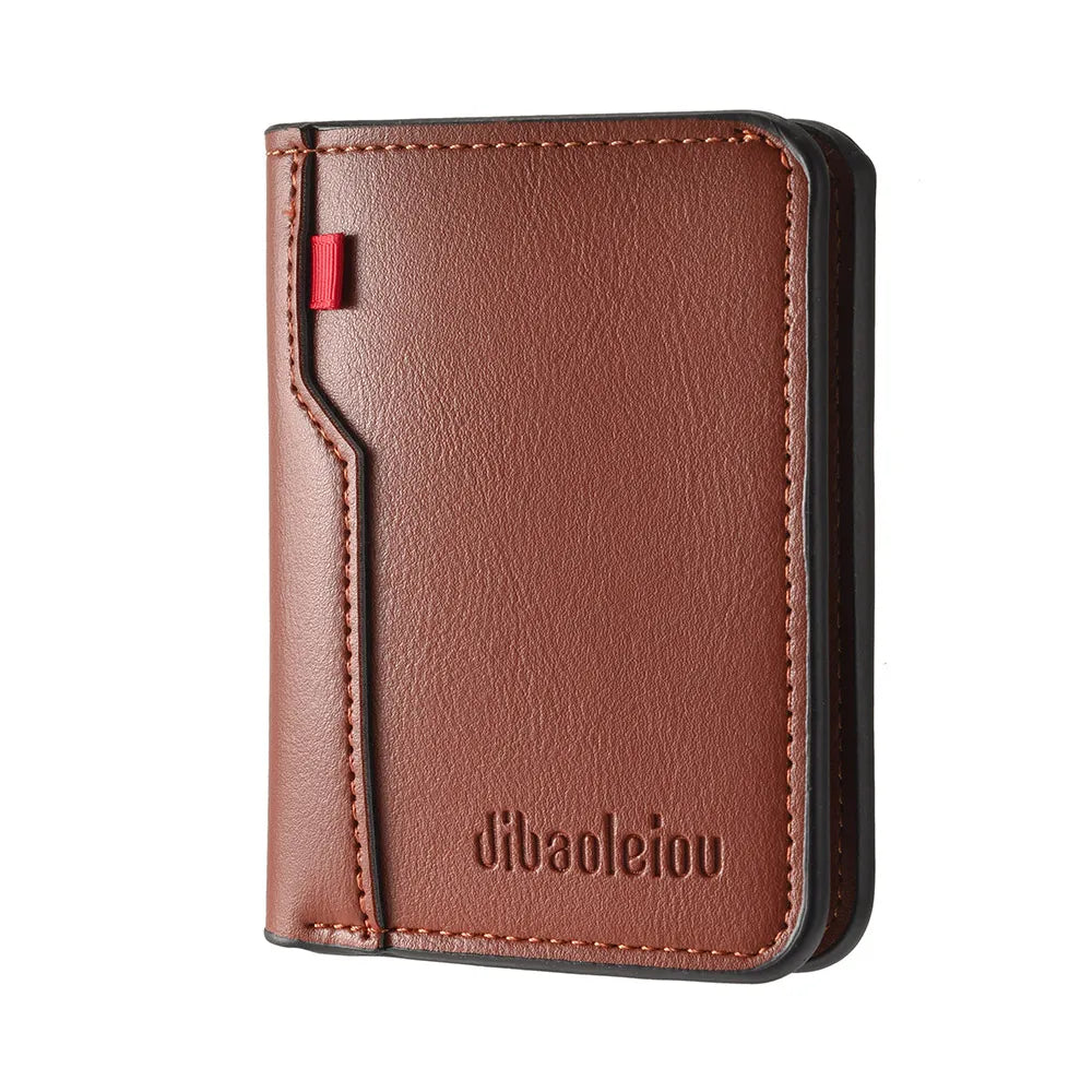 1Pc New Ultra-thin Mini Soft PU Leather Credit Card Wallet Holder Short Vertical High Quality Men's Wallet - Clikcy