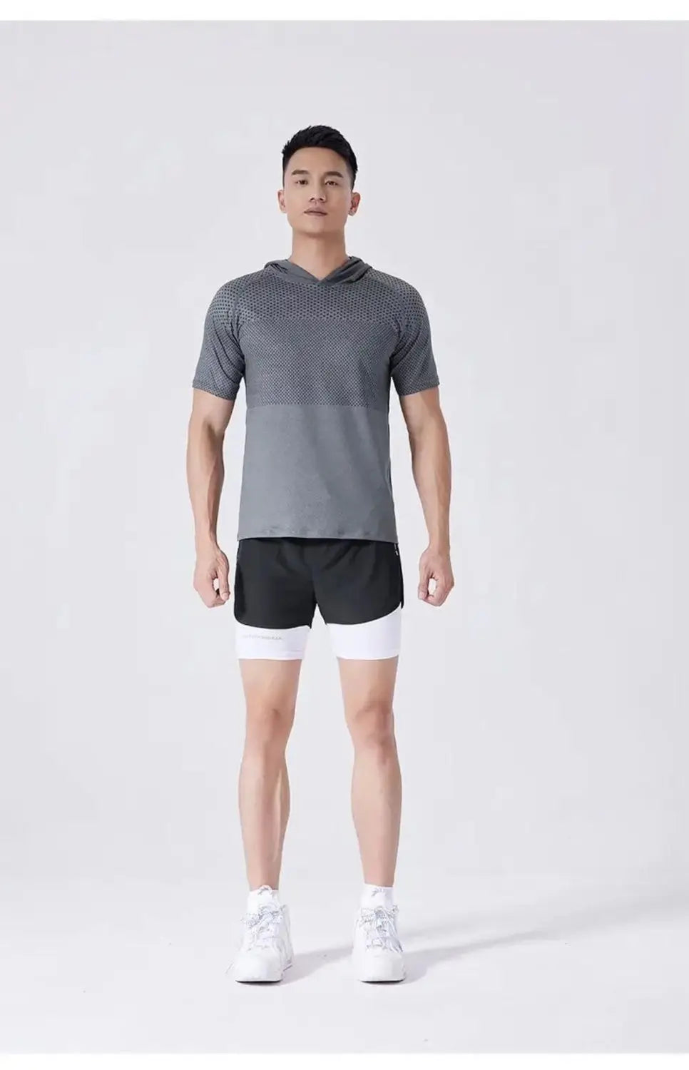 Youthful Vitality Summer Sweatshirts Thin Men's Printing Hooded Quick Drying Breathable Casual Motion Loose Short Sleeve Tops - Clikcy