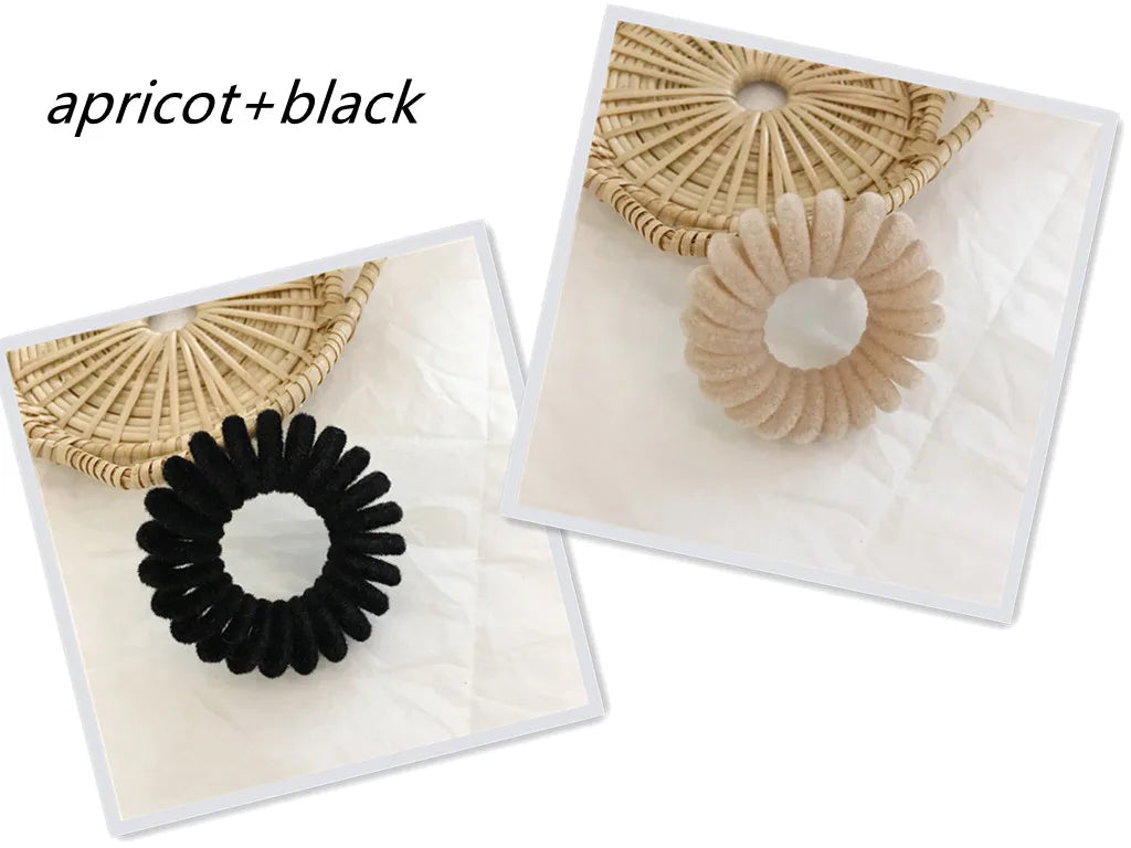 Elastic Knit Telephone Wire Hair Bands Girl Woman Hair Accessories Rubber Band Headwear Hair Rope Spiral Shape Hair Ties - Clikcy