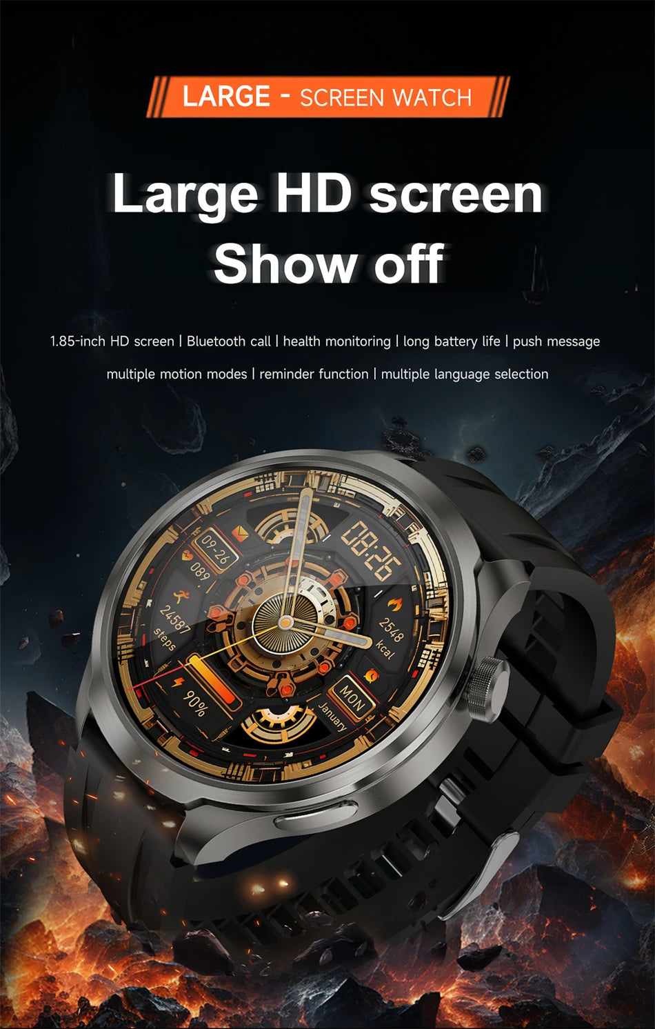 2025 New Smart Watch Men 1.85 Inch Compass 410 mAh Large Battery GPS Motion Track Bluetooth Call Health monitoring Smartwatches - Clikcy