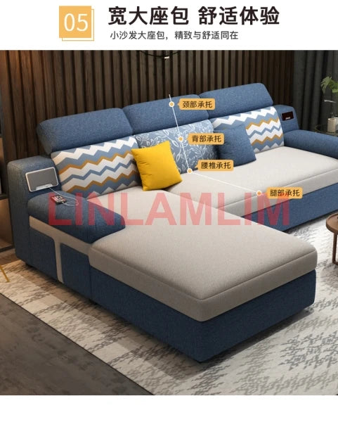 Tech Smart Sofa Bed Fabric Functional Sleeper Couch Convertible Sofas Bed Big Sofas Cama Nordic Salon with Bluetooth Audio,USB C - Clikcy