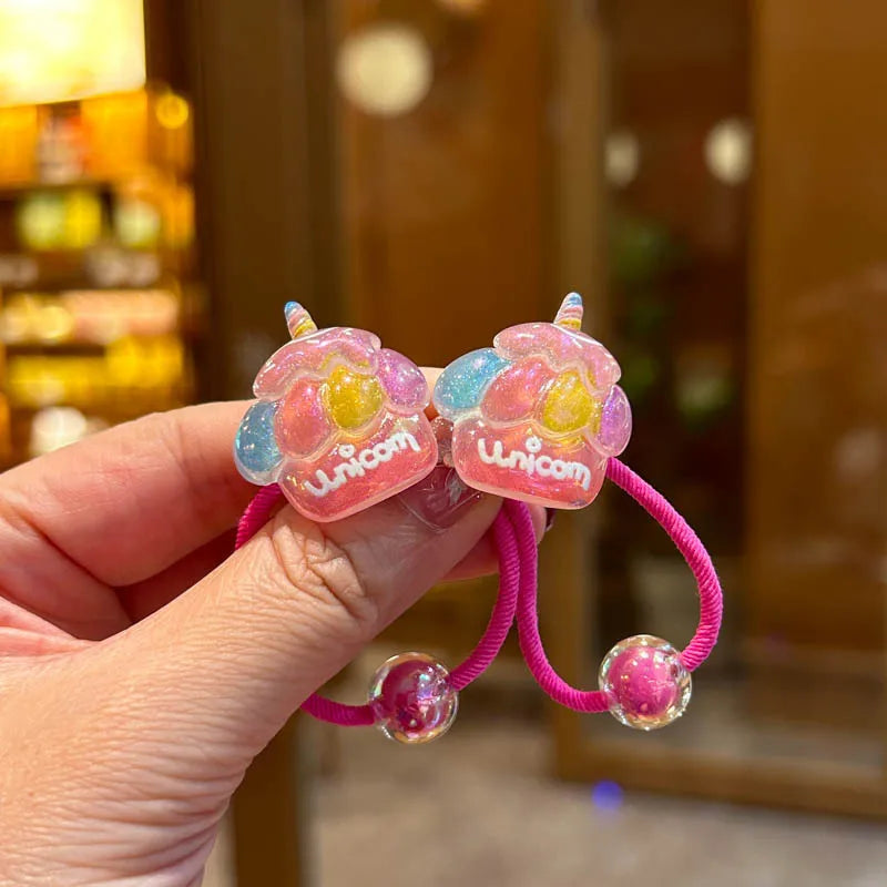 2PCS Lovely Rainbow Elastic Hair Bands for Girls Children's Hair Accessories Baby Headwear Ties Flexible And Stylish - Clikcy