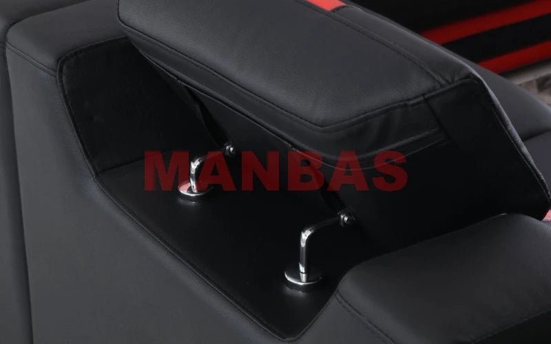 MANBAS Italian Genuine Leather Sectional Sofa with LED Lights | Futuristic Furniture U Shape Couch Living Room Big Sofas Set - Clikcy