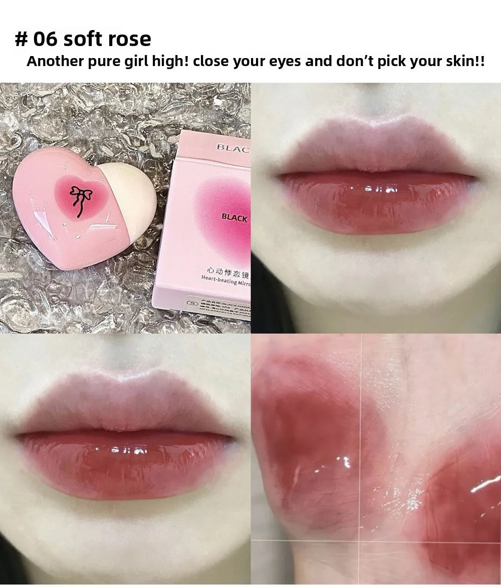 Black Nana Lip Gloss Cute Heart Shaped Lip Glaze CPNP Verified Lipstick Long Lasting Hydrating Natural Make Up Cosmetic - Clikcy