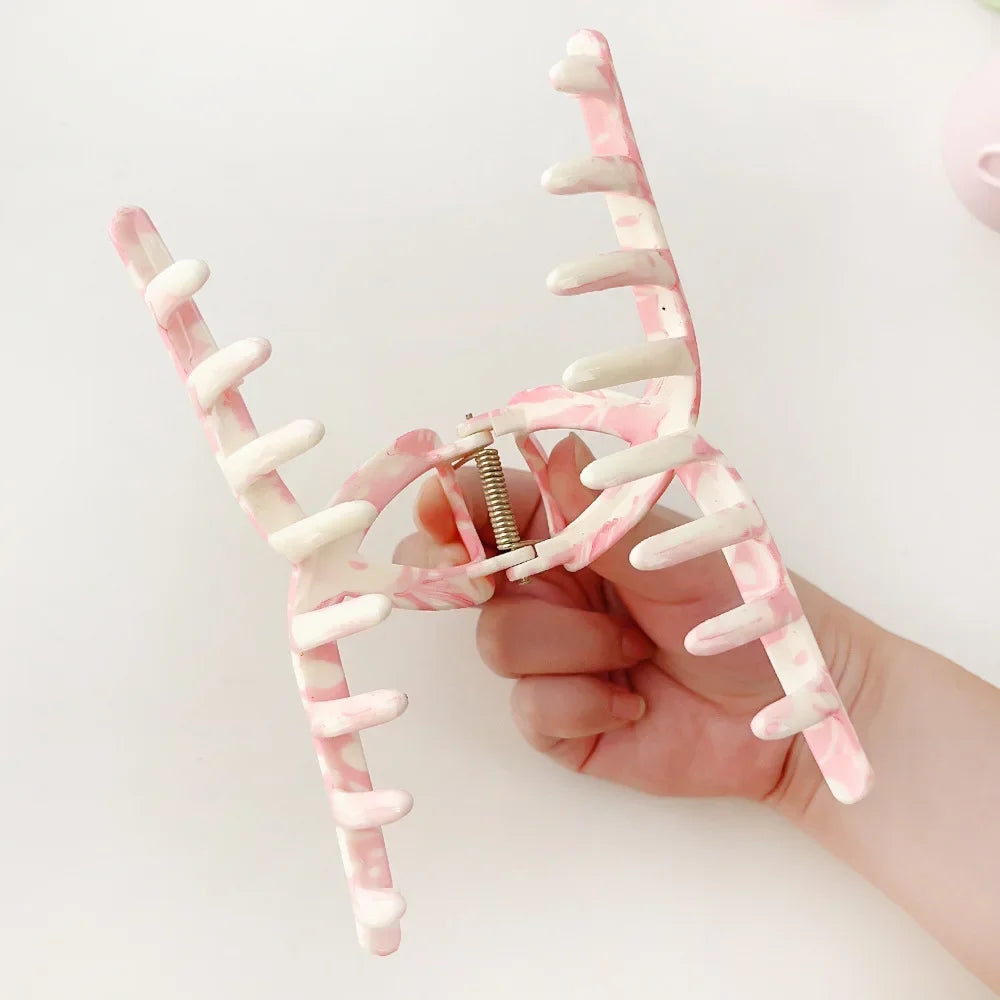 Super Large 13cm Printed Grab Clip Korean Fresh and Sweet Disc Hair Crab Clip Premium Girl Hairpin Hair Accessories - Clikcy