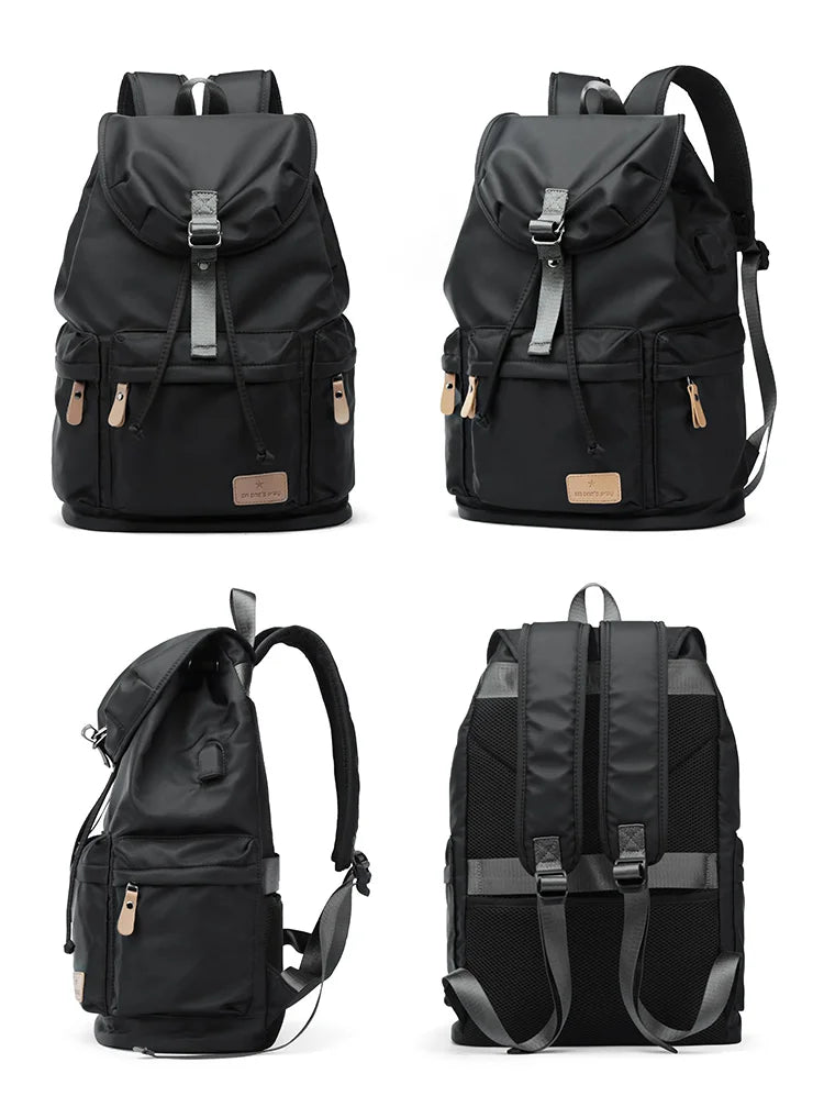 Fashion Men Backpacks Nylon Waterproof USB Charging Bag Casual Travel Korean Stlye Mochila for Travel Vintage School Bag - Clikcy