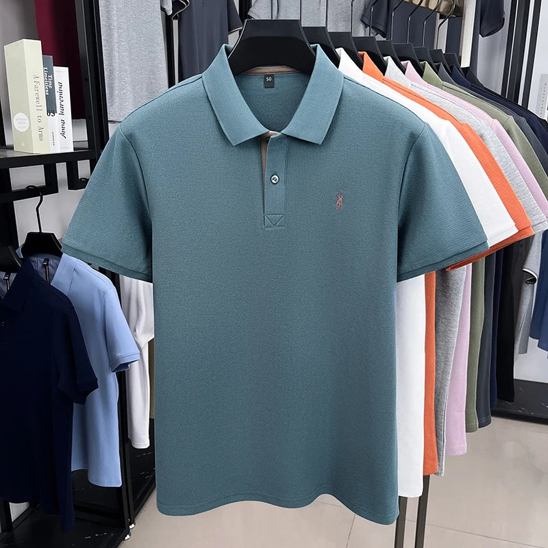 High end brand 100% cotton short sleeve polo shirt men's summer fashion designer new Paul pony embroidery casual golf T-shirt - Clikcy