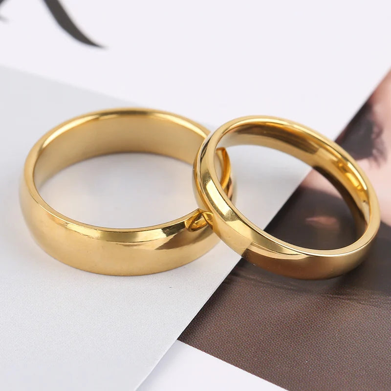 Fashion Simple Gold Plated Glossy Ring Classic Couple Banquet Exquisite Jewelry - Clikcy