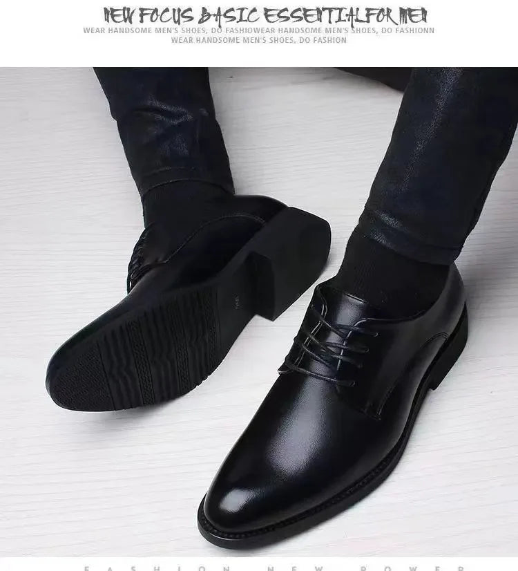 Spring and Autumn British Casual Business Formal Leather Shoes Men Shoes Heightening Single Shoes Shoes Casual Shoes Suit - Clikcy