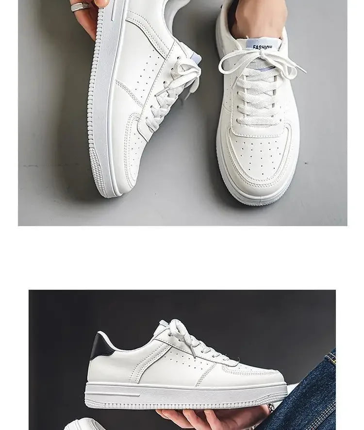 **2025 New White Shoes for Men's Spring Youth Casual Versatile Men's Shoes for Students Pure White Sports Board Shoes - Clikcy