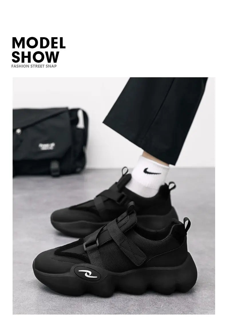 Summer Cool Man Shoes 2024 New Fashion Black Platform Sneakers Chunky Shoes Casual Y2k Trainers for Men