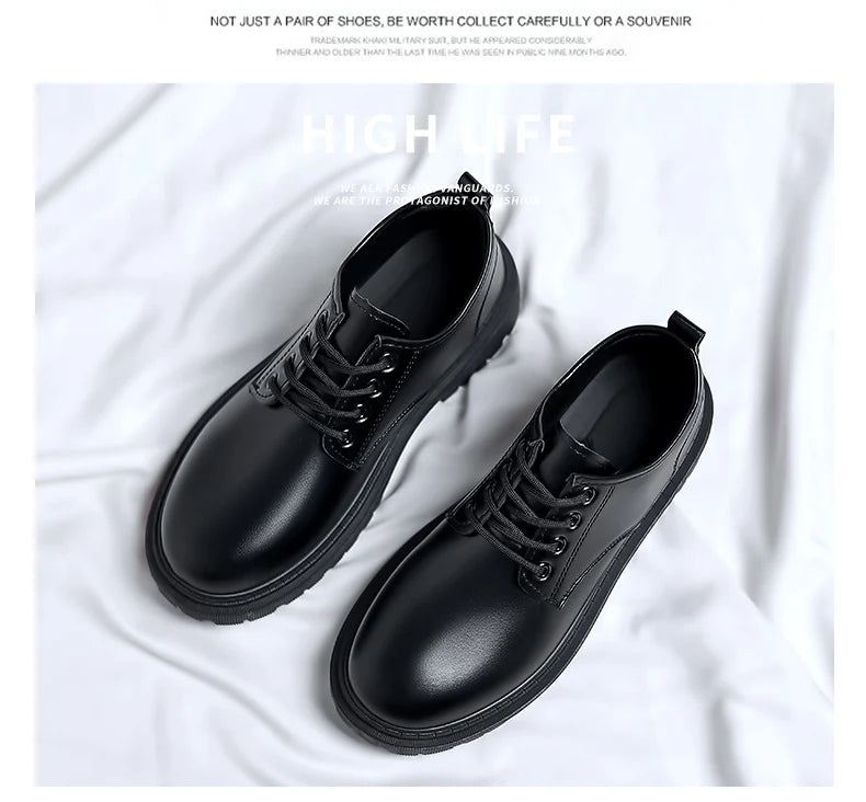 Luxury Men's Genuine Leather Business Formal Shoes British Style Men's Black Platform Lace Up Casual Shoes Zapatos De Cuero 2025