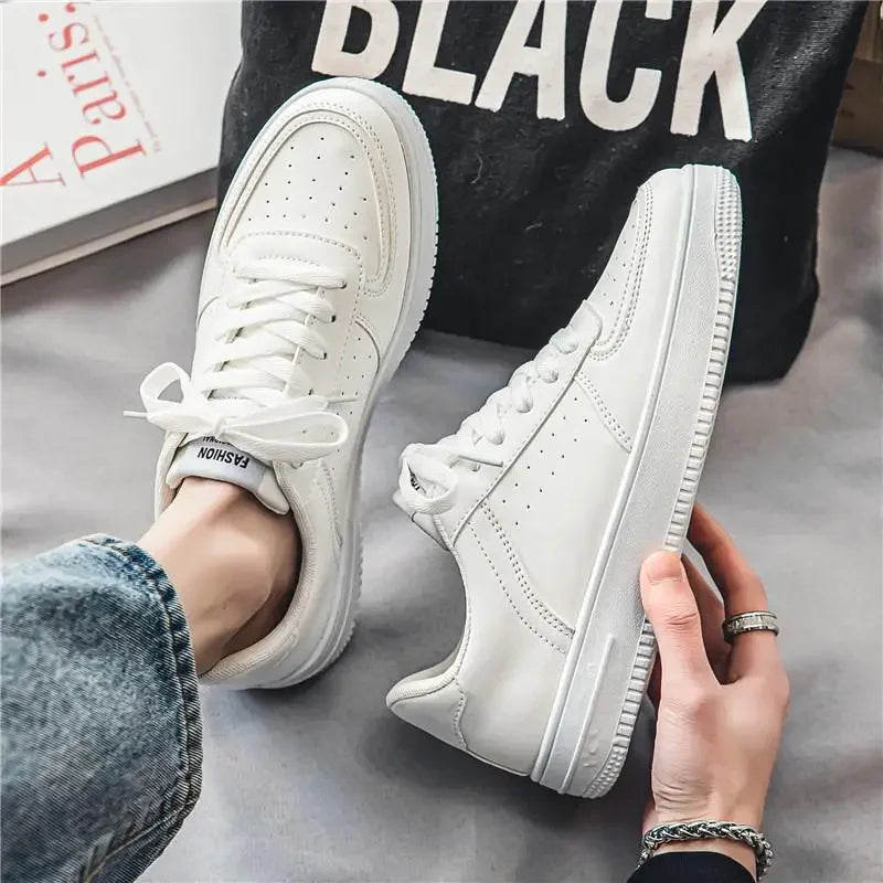 **2025 New White Shoes for Men's Spring Youth Casual Versatile Men's Shoes for Students Pure White Sports Board Shoes - Clikcy