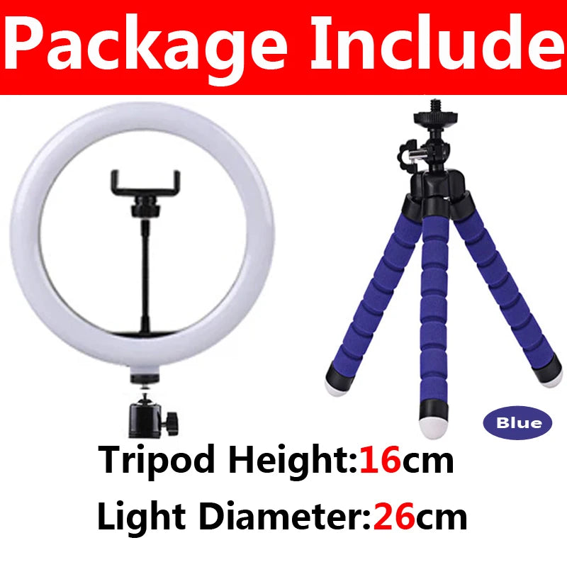 12inch LED Selfie Ring Light Dimmable Photography RingLight With Tripod & Phone Holder For Youtube Tiktok Video Live Fill Lamp - Clikcy