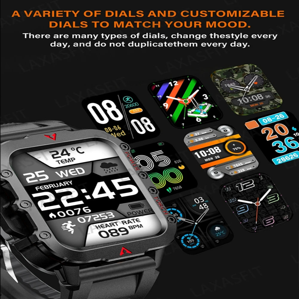 Outdoor Smartwatches For Huawei Xiaomi Connect Phone Men Flashlight Weather Distance Message Sport Tracker Bluetooth Smart Watch - Clikcy