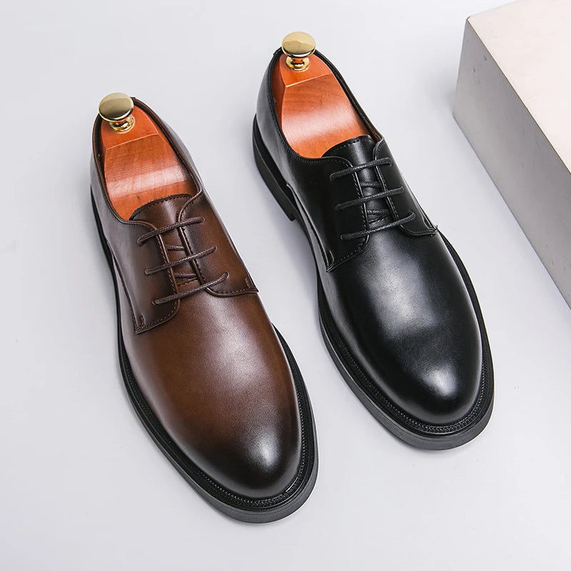 Classic Italy Pointed Toe Leather Shoes Men Luxury Oxfords Business Formal Office Men Shoes Boos Dress Men Black Wedding Shoes - Clikcy