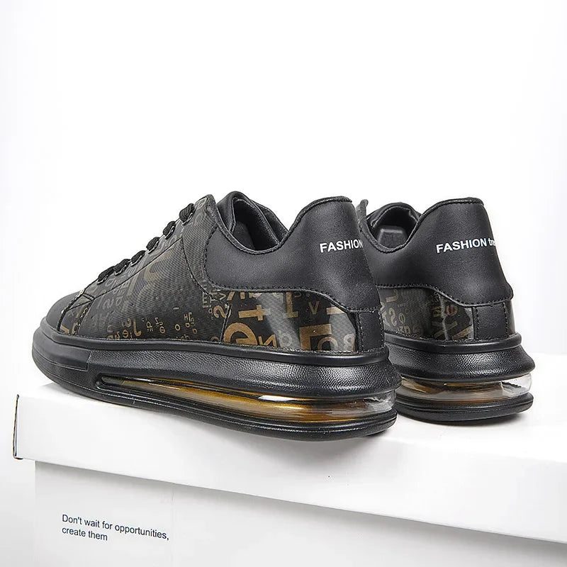 Graffiti 2025 New Casual Men Shoe Fashion Flat Air Cushion Man Sneakers Outdoor Non-slip Designer Tide Pu Leather Big Size 43 44 - Clikcy
