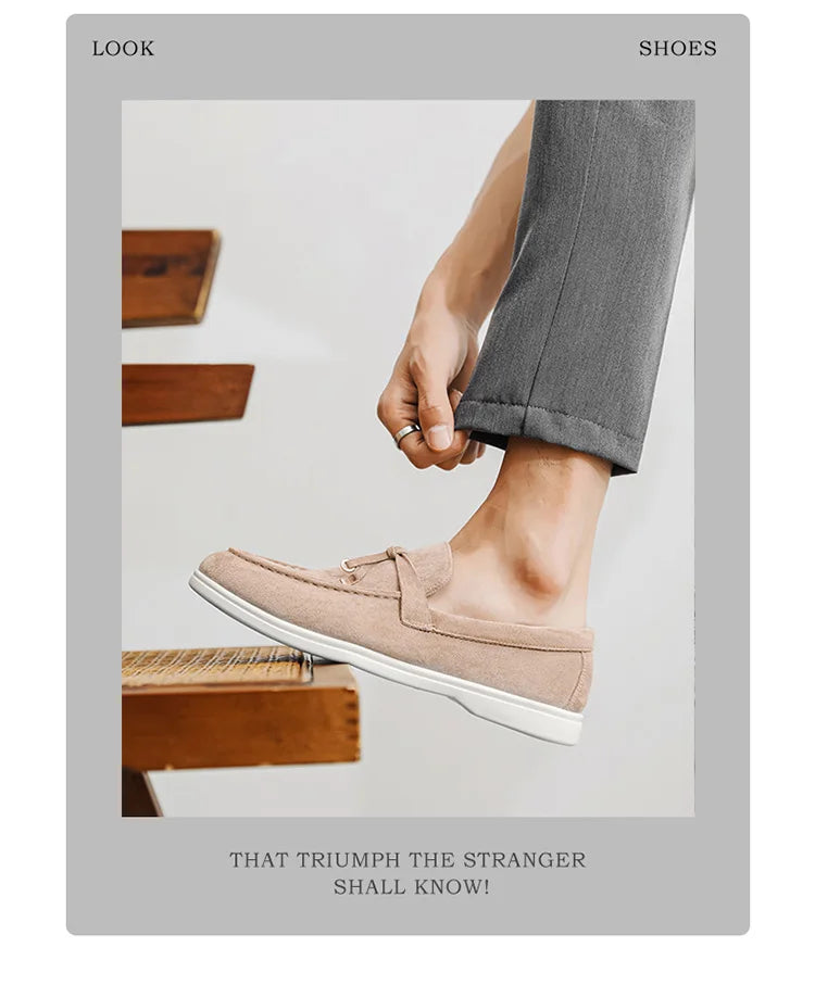 Summer Beige Moccasins For Men Comfortable Suede Casual Designer Men's Shoes Lightweight Slip-on Men Loafers zapatos para hombre - Clikcy