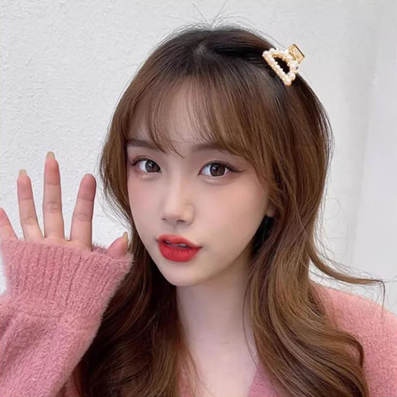 6/8/10PCS/Set Small Rhinestone Pearls Geometric Metal Hair Claws For Women Girls Sweet Mini Hair Clips Hairpins Hair Accessories - Clikcy