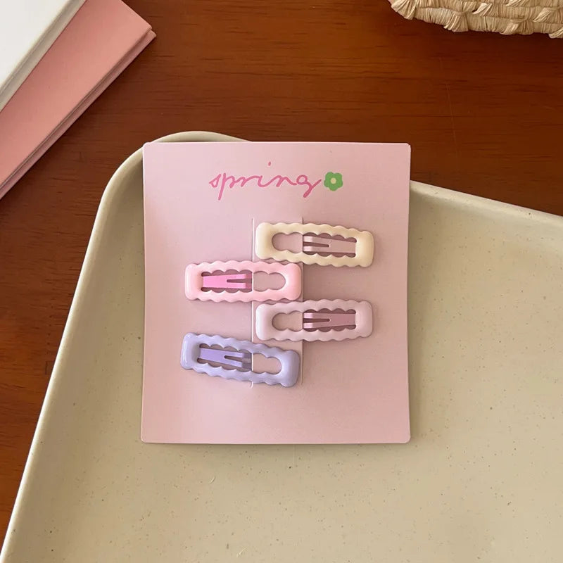 4pcs/set Cute Colorful Geometric Mini Hair Clips For Girls Sweet Hair Ornament Hairpins Barrettes Kids Lovely Hair Accessories - Clikcy