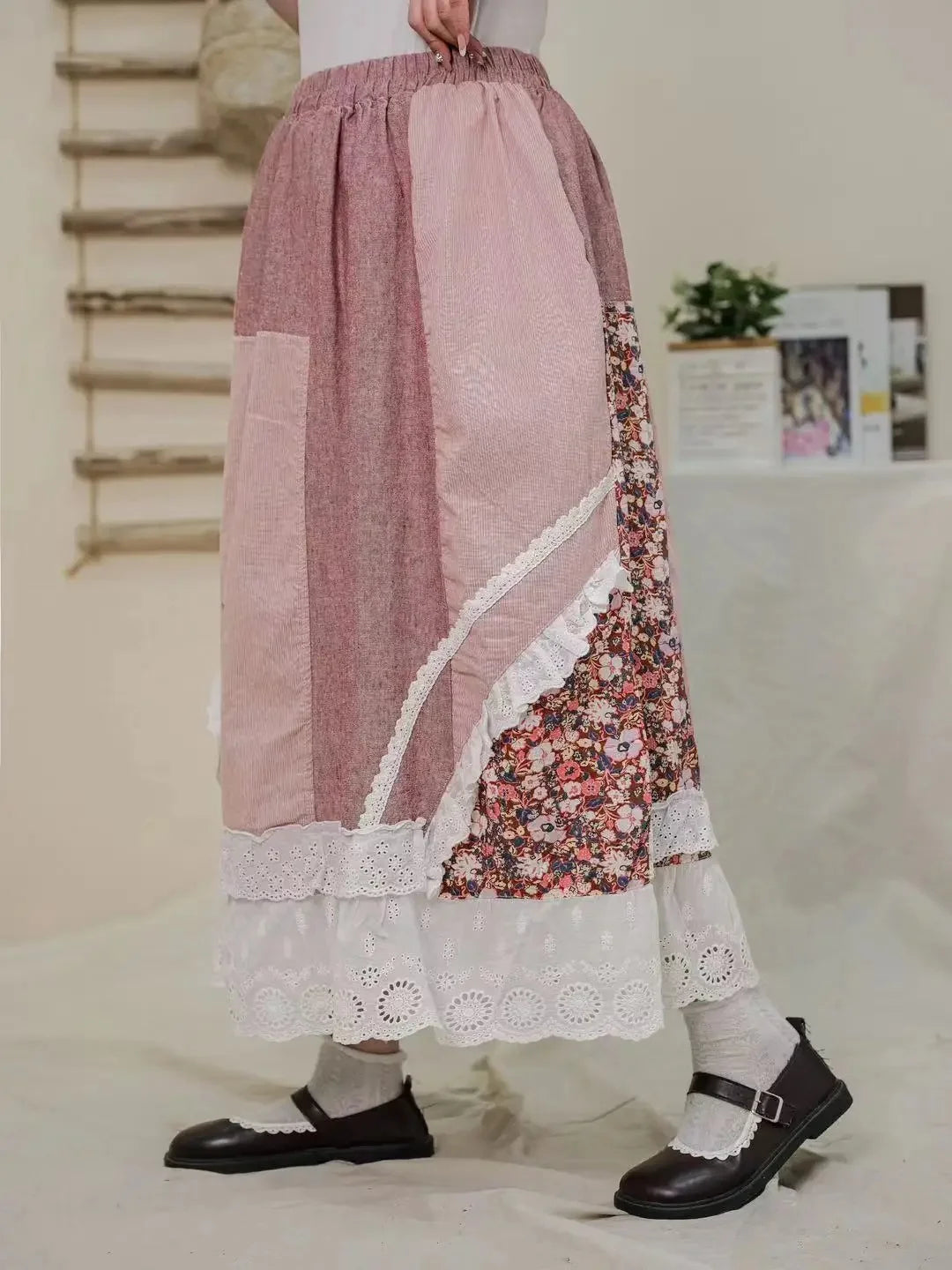 2025 Spring New Women's Underwear Skirt Japanese Loose-Fit Embroidered Waist Elastic Waist Women's Beefsteak Skirt - Clikcy