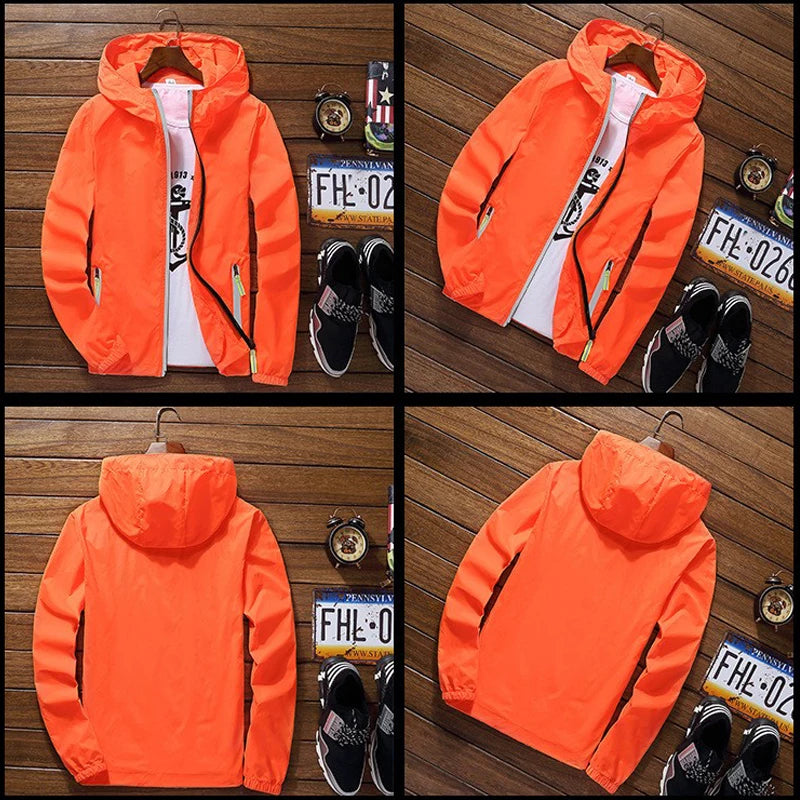 Ripper Spitfire Zombie Wheels Bomber Men Jacket Plus Size Thin Windbreaker Skin Ultra Light Slim Fit Pilot Hooded Coat Cycling - Clikcy